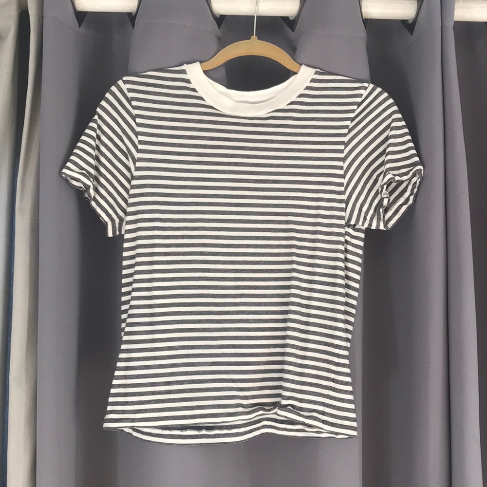 Short Sleeved Black and White Striped Rolla’s T